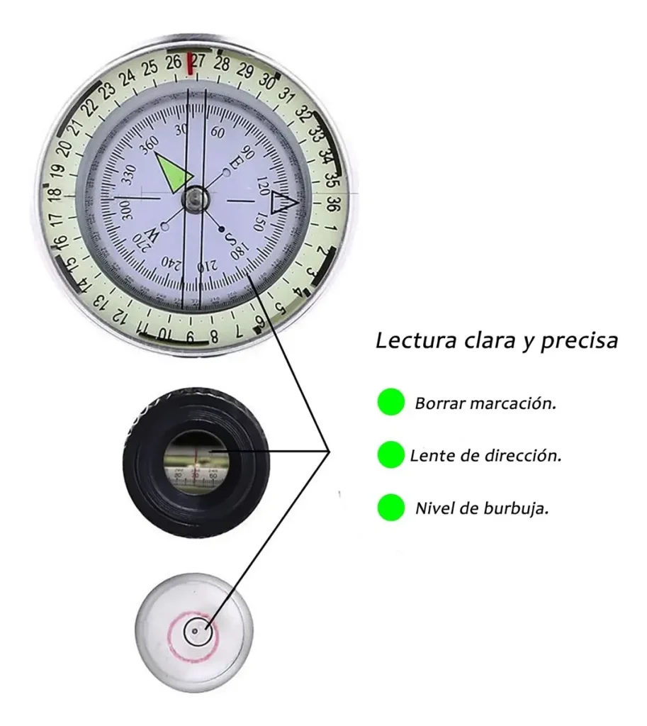Brujula Táctica Profesional Con Luz Nocturna Metalica Flotante
