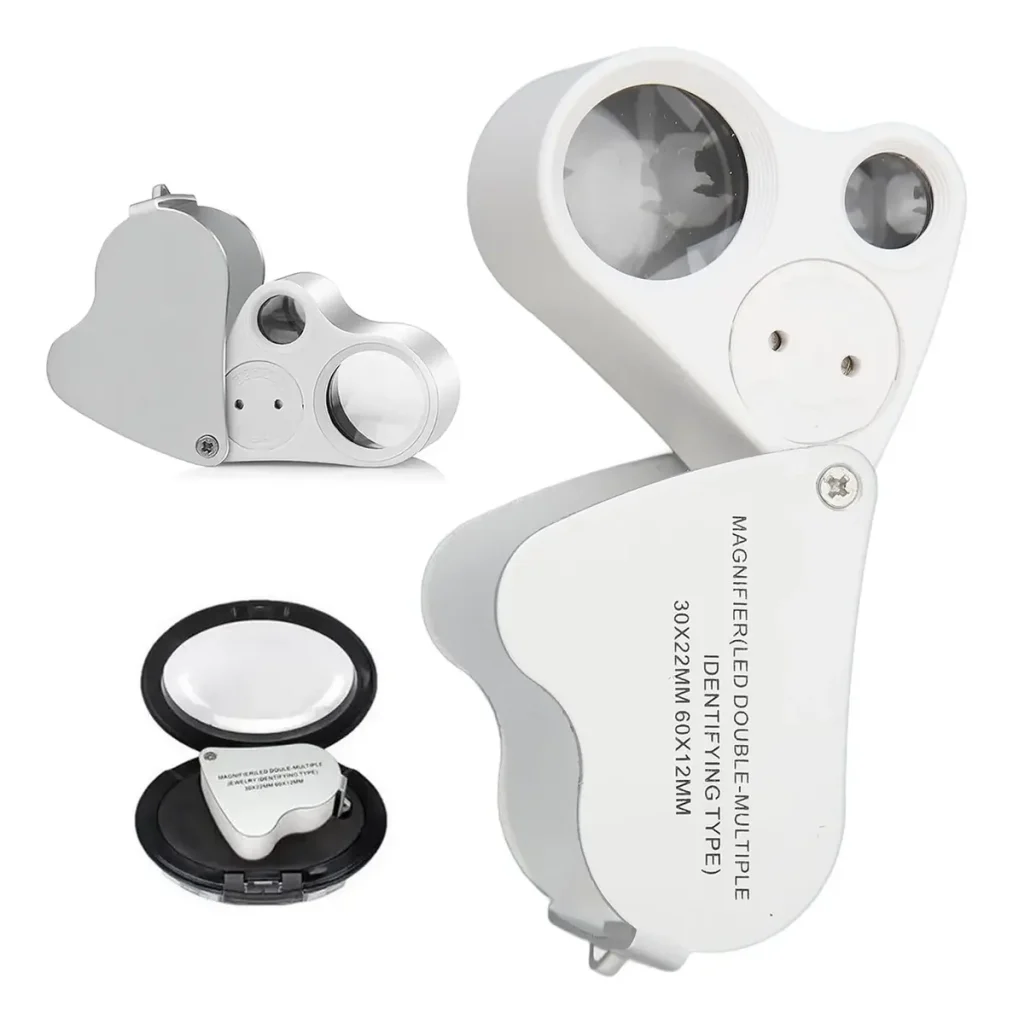 Lupa De Joyería Aumento 30x y 60x Con Iluminación Led Portátil