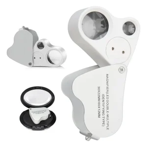 Lupa De Joyería Aumento 30x y 60x Con Iluminación Led Portátil