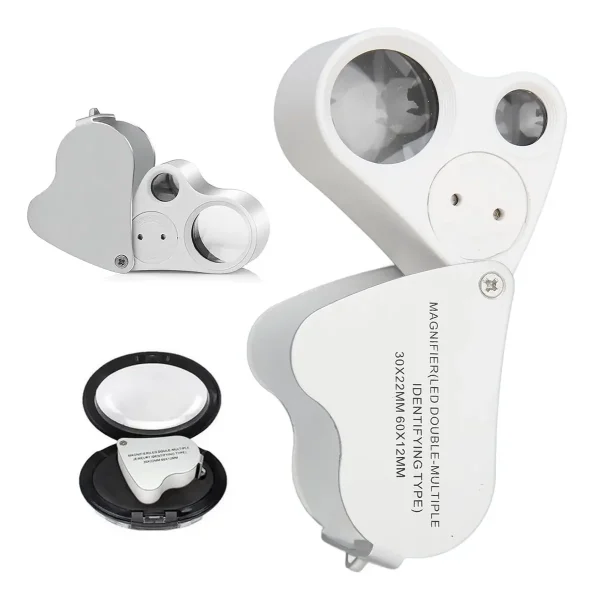 Lupa De Joyería Aumento 30x y 60x Con Iluminación Led Portátil