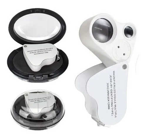 Lupa De Joyería Aumento 30x y 60x Con Iluminación Led Portátil