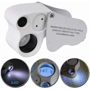 Lupa De Joyería Aumento 30x y 60x Con Iluminación Led Portátil