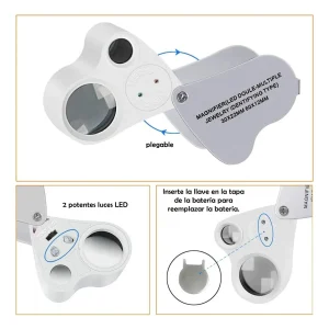 Lupa De Joyería Aumento 30x y 60x Con Iluminación Led X 12 Und