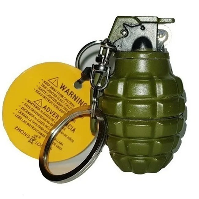 Encendedor Llavero Tipo Granada Militar Recargable Gas Butano