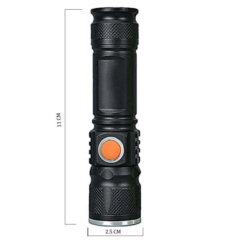 Linterna Mini Recargable USB Batería 18650 Luz 3 Modos Expandible