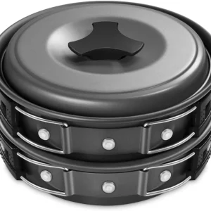 Set Cocina Menaje Camping Porta Comidas Olla Y Sarten Plegable