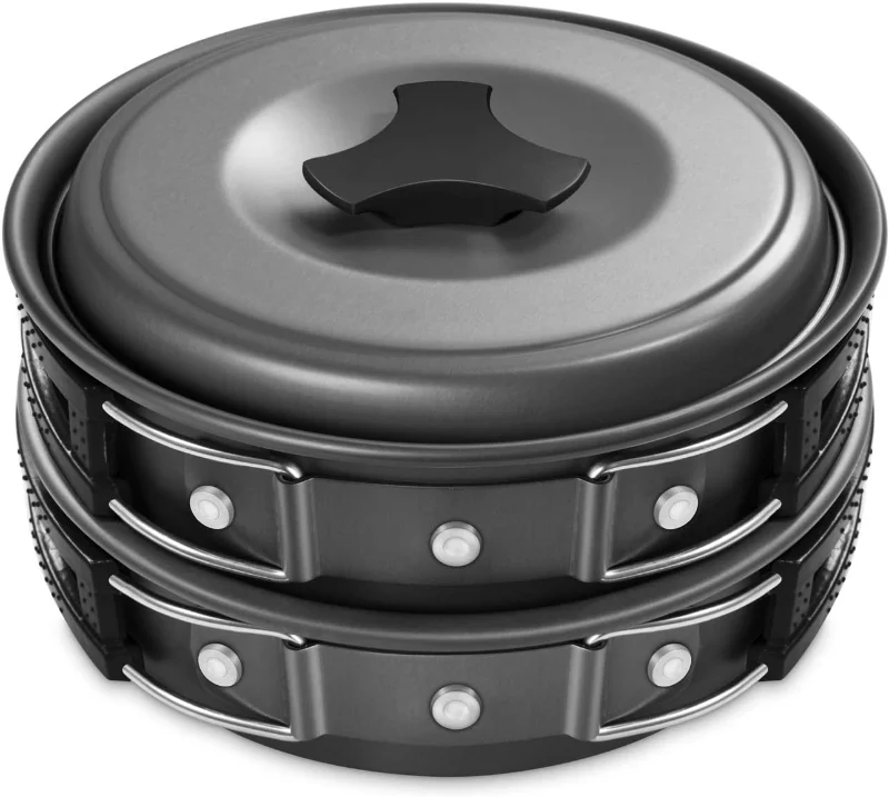 Set Cocina Menaje Camping Porta Comidas Olla Y Sarten Plegable
