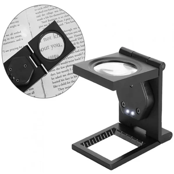 Lupa Cuenta Hilos Luz Led 10x Aumento Plegable Portátil
