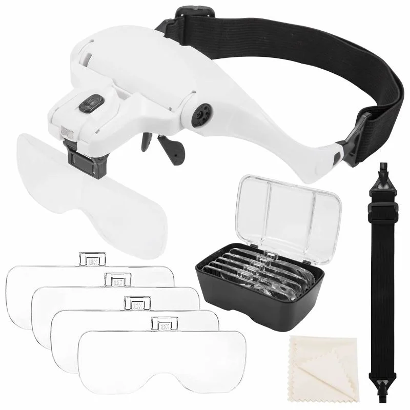 Gafas Lupa Visera Luces LED 5 Lentes Joyería Odontología