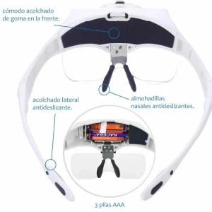 Gafas Lupa Visera Luces LED 5 Lentes Joyería Odontología