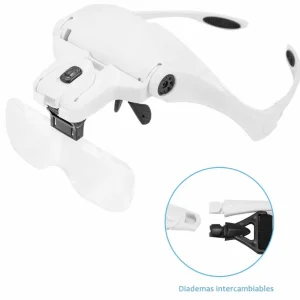 Gafas Lupa Visera Luces LED 5 Lentes Joyería Odontología