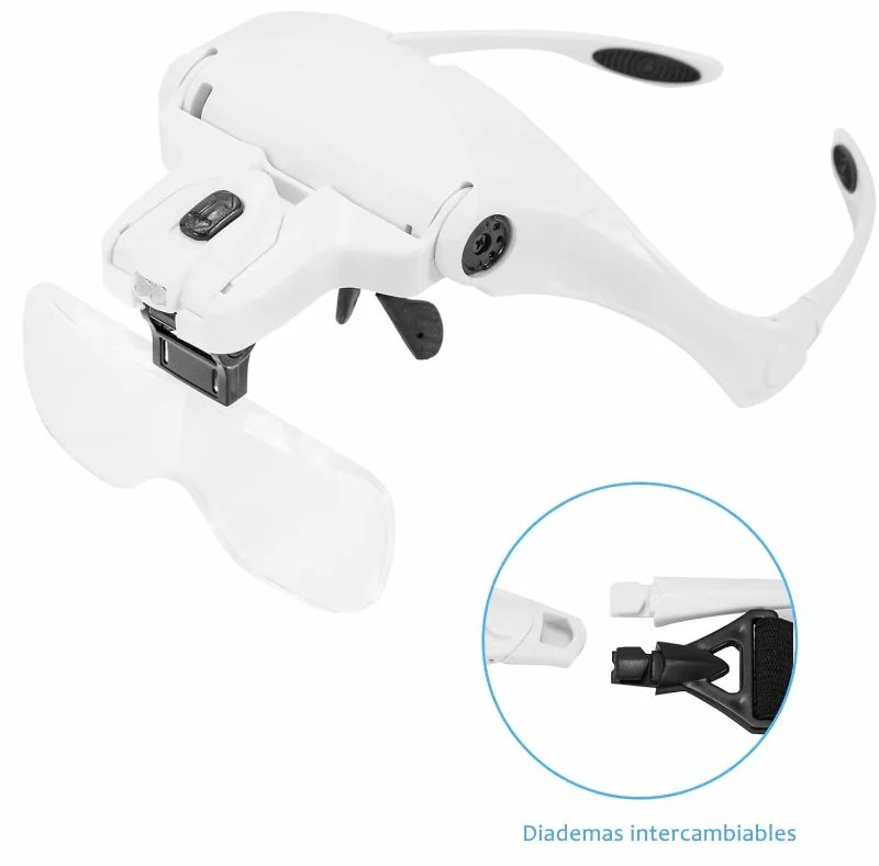 Gafas Lupa Visera Luces LED 5 Lentes Joyería Odontología