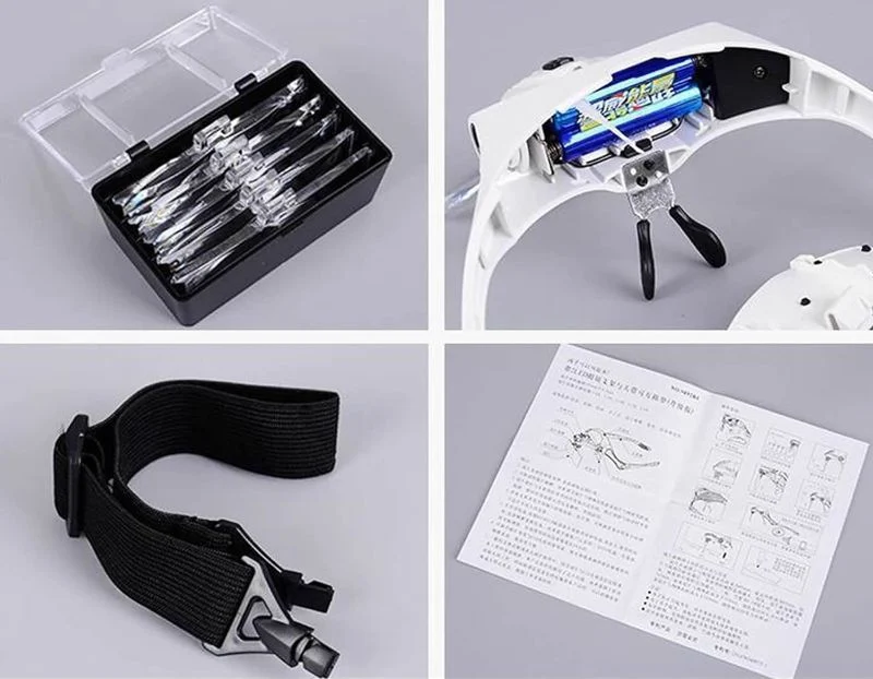 Gafas Lupa Visera Luces LED 5 Lentes Joyería Odontología