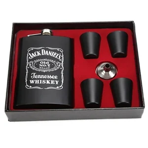 Licorera Whiskera 9 Oz Acero Inoxidable 4 Copas + Embudo