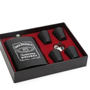 Licorera Whiskera 9 Oz Acero Inoxidable 4 Copas + Embudo