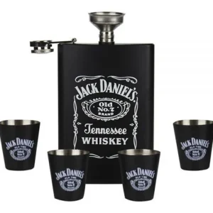 Licorera Whiskera 9 Oz Acero Inoxidable 4 Copas + Embudo