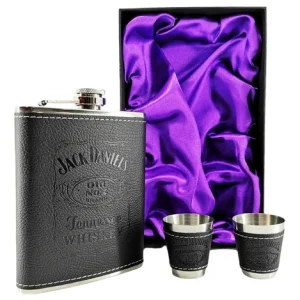 Licorera Whiskera Lujo Jack Daniels Acero Inoxidable + 2 Copas