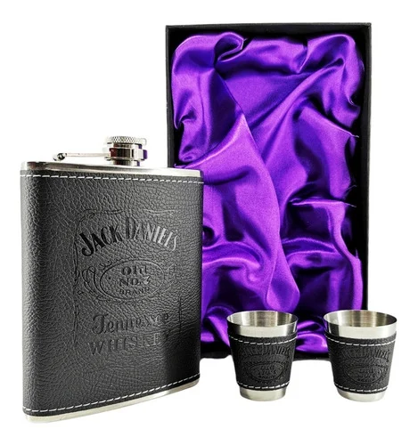 Licorera Whiskera Lujo Jack Daniels Acero Inoxidable + 2 Copas