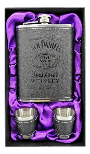 Licorera Whiskera Lujo Jack Daniels Acero Inoxidable + 2 Copas