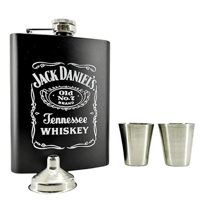 Licorera Whiskera Jack Daniels Acero Inoxidable 2 Copas + Embudo
