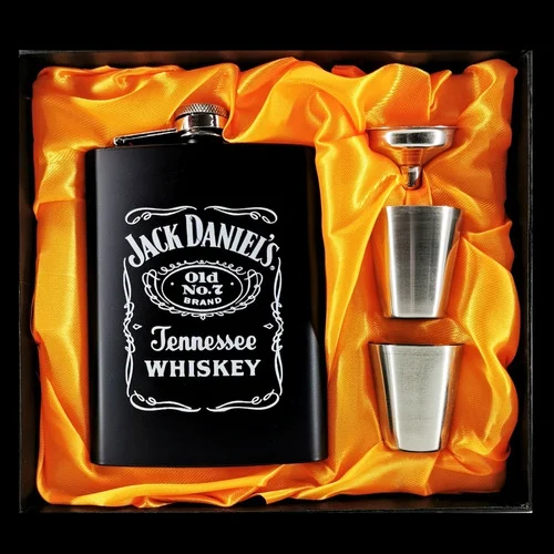 Licorera Whiskera Jack Daniels Acero Inoxidable 2 Copas + Embudo