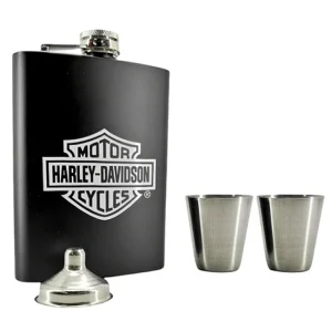 Licorera Whiskera Harley Davidson Acero Inoxidable 2 Copas + Embudo