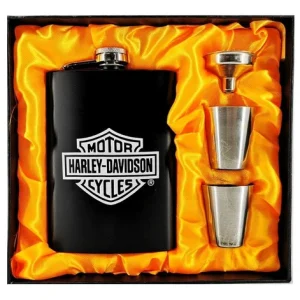 Licorera Whiskera Harley Davidson Acero Inoxidable 2 Copas + Embudo