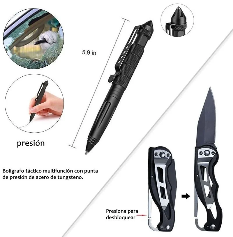 Kit Supervivencia 10 en 1 Caja Herramientas Multiusos Camping