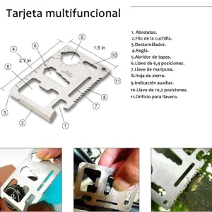 Kit Supervivencia 10 en 1 Caja Herramientas Multiusos Camping