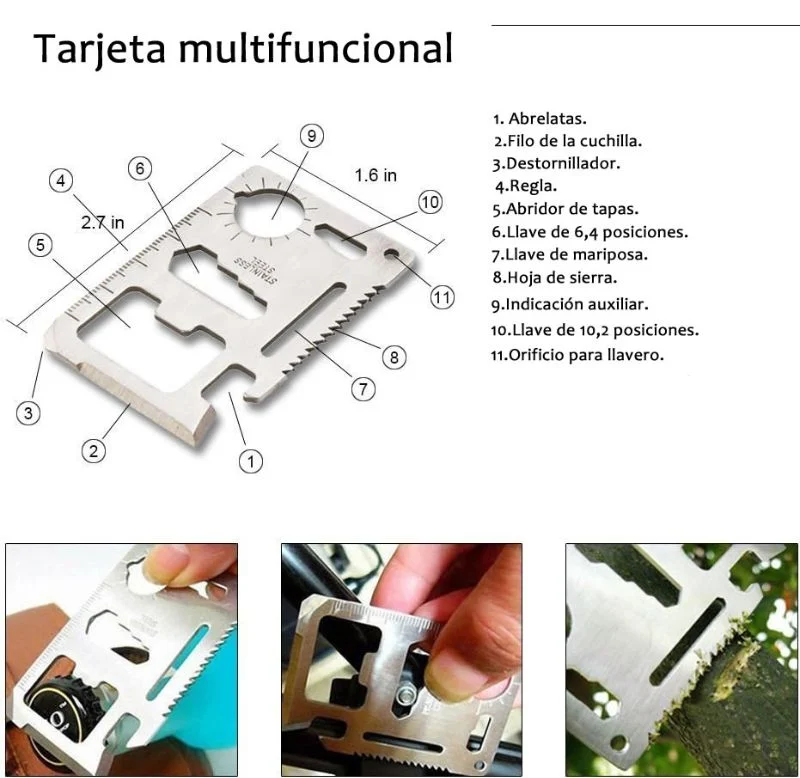 Kit Supervivencia 10 en 1 Caja Herramientas Multiusos Camping
