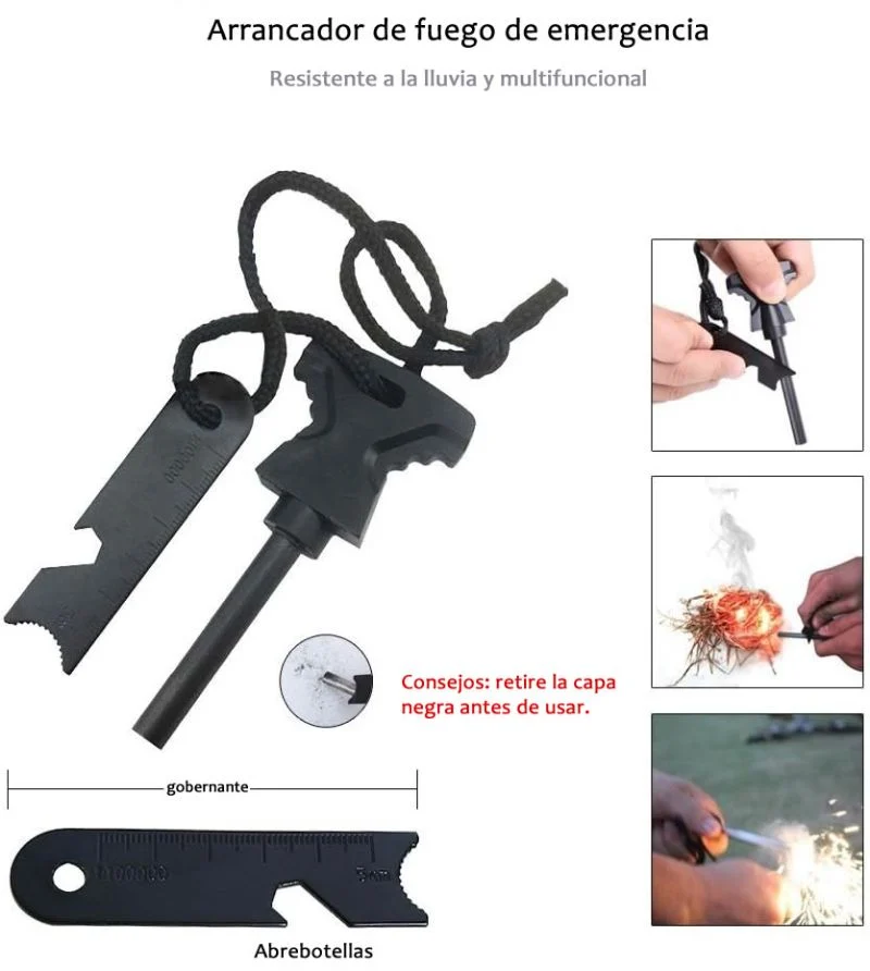 Kit Supervivencia 10 en 1 Caja Herramientas Multiusos Camping