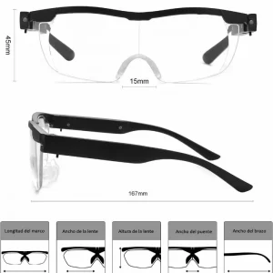 Gafas Lupa Aumento Proteccion Vision Luz Led Zoom 160 %