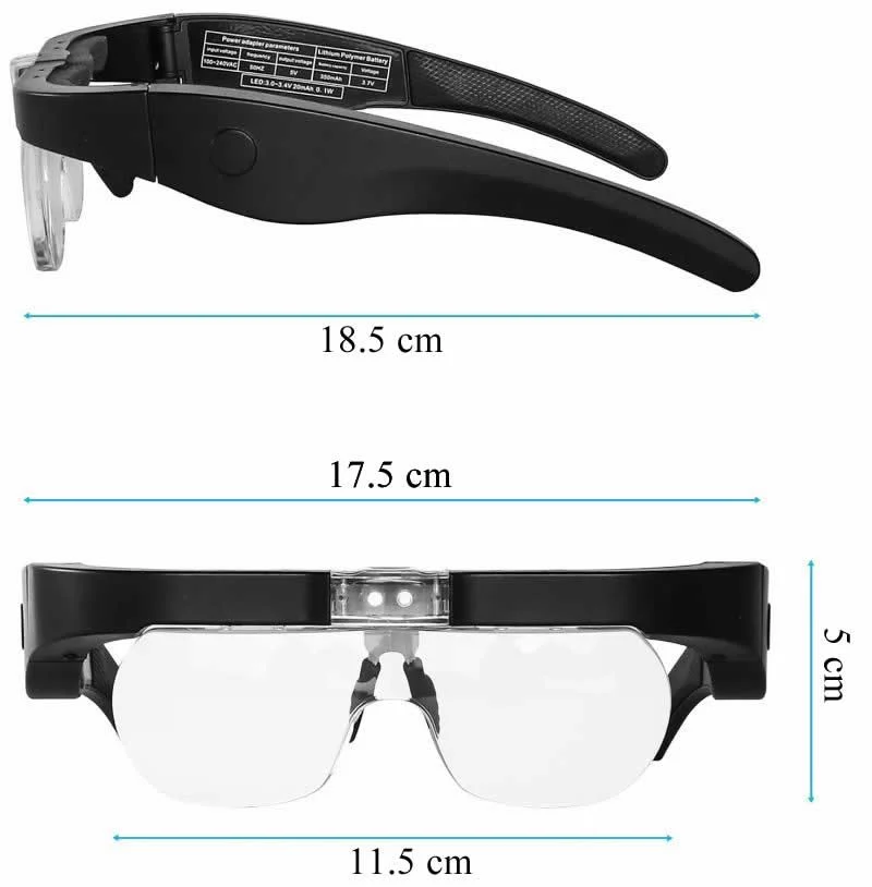 Gafas Lupa Aumento Vision Luz Led Recargable 4 Lentes Optivisor