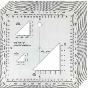 Transportador de Coordenadas Militar X5 Und Escala 12×12 Cm