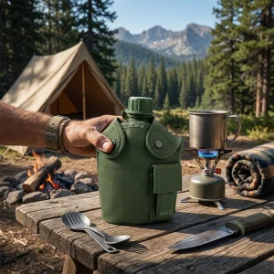 Cantimplora Americana Botella Tactica Militar 1L Con Estuche