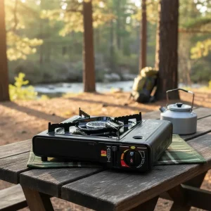 Estufa Portatil Fogon Camping + Accesorios + 4 Gas Butano