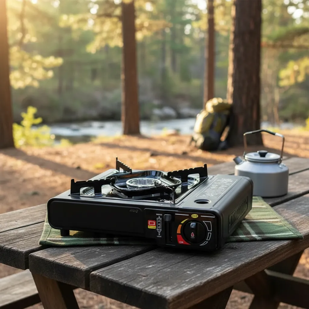 Estufa Portatil Fogon Camping + Accesorios + 4 Gas Butano