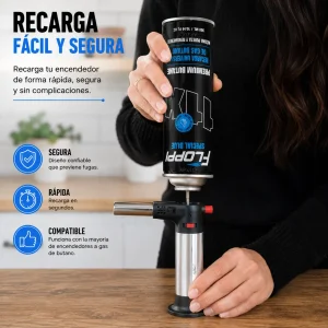 Recarga Gas Butano Tanque 300 Ml Soplete Encendedor + Adaptador