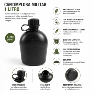 Cantimplora Tactica Botella Militar 1 Litro Tipo Americana