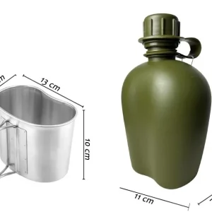 Cantimplora Tactica Botella Militar 1 Litro Con Estuche Y Jarra