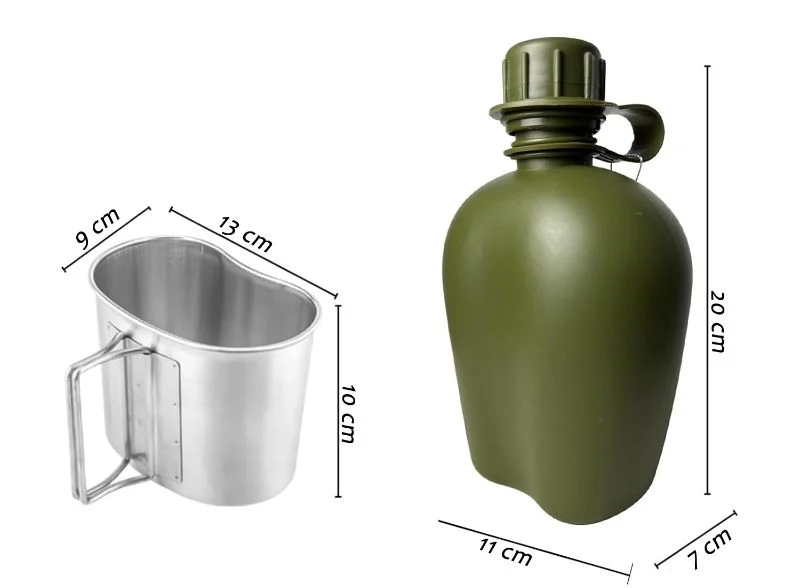 Cantimplora Tactica Botella Militar 1 Litro Con Estuche Y Jarra