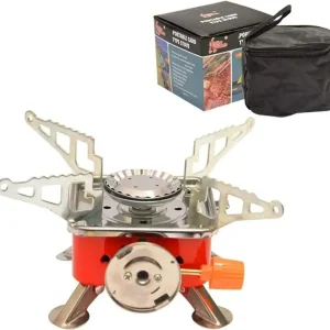 Mini Estufa Portatil Camping Fogón Plegable Gas Butano Acero