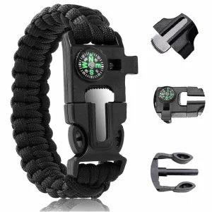 Manilla Supervivencia 5 en 1 Pulsera Tactica Brújula Pedernal
