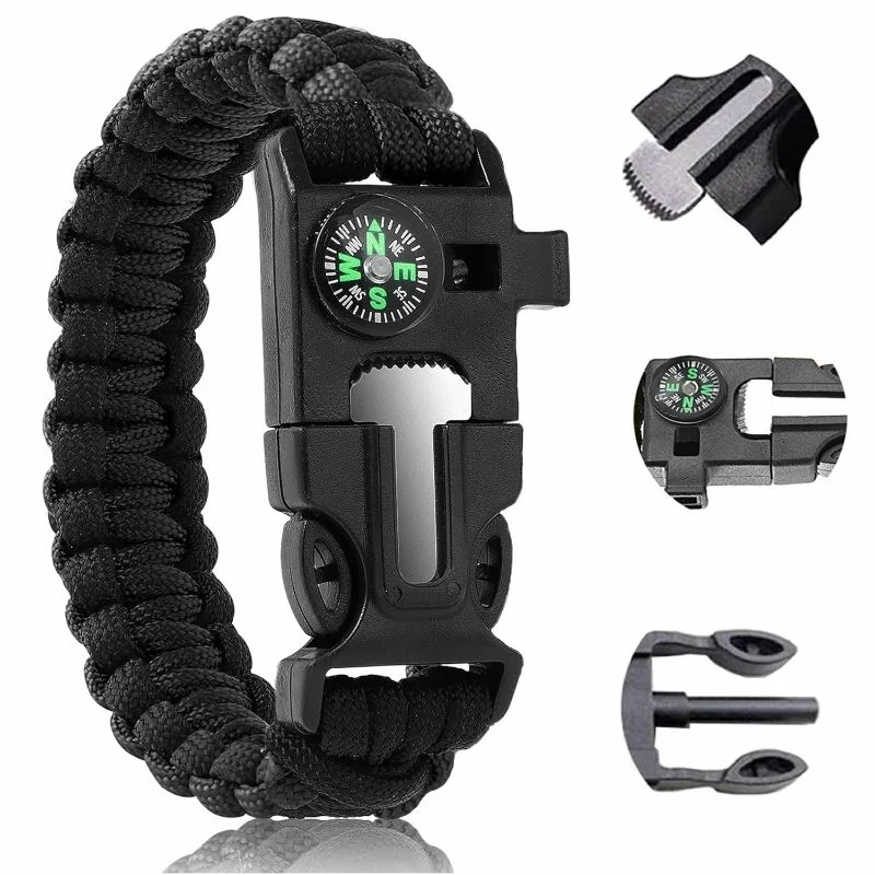 Manilla Supervivencia 5 en 1 Pulsera Tactica Brújula Pedernal