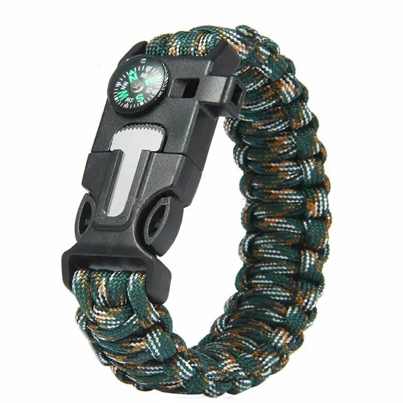 Manilla Supervivencia 5 en 1 Pulsera Tactica Brújula Pedernal