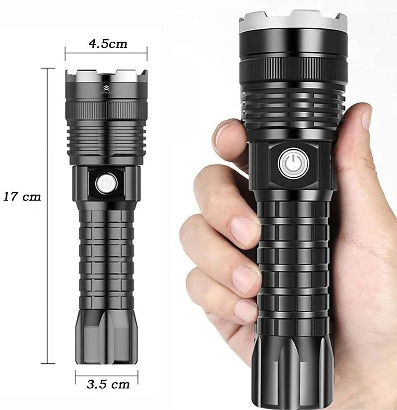 Linterna Recargable 12000 Lúmenes Zoom 5 Modos Impermeable