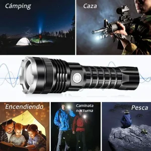 Linterna Recargable 12000 Lúmenes Zoom 5 Modos Impermeable