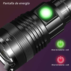 Linterna Recargable 12000 Lúmenes Zoom 5 Modos Impermeable