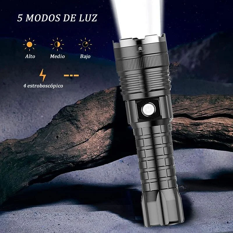 Linterna Recargable 12000 Lúmenes Zoom 5 Modos Impermeable