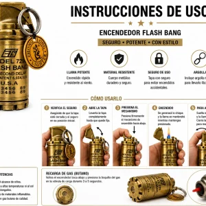 Encendedor Llavero Tipo Granada Recargable Táctico Metálico